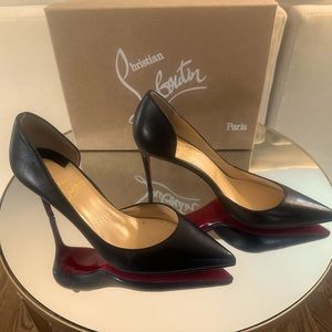 Christian Louboutin Leather Iriza 85 Black SZ 37.5